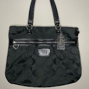 Coach Poppy Purse - all black signature canvas